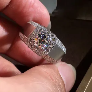 <b>925</b> <b>Silver</b> 3Ct Round Cut Moissanite Wedding Pinky <b>Ring</b> for Parties and Anniversaries - Product Image 2