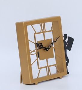 Elegant Golden Iron Desk <b>Clock</b> Modern & Contemporary Roman Numeral Silent Rectangular Quartz Movement - Product Image 3
