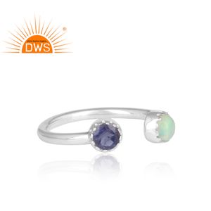 Latest Multi Design Sterling <b>Silver</b> <b>Rings</b> Natural Iolite & Ethiopian <b>Opal</b> Gemstone Unique Jewelry Manufacturer - Product Image 3