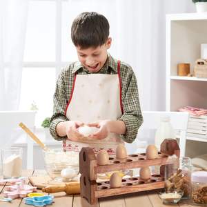 Natural Wooden <b>Egg</b> Holder 2 Layers with Rectangle Shape for Rustic Kitchen Decoration <b>Eco</b>-friendly Handcrafted Made in Vietnam - Product Image 3