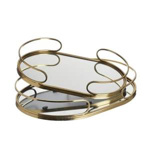 Bandeja minimalista de acero con acabado de espejo para servir bebidas modernas - Product Image 2