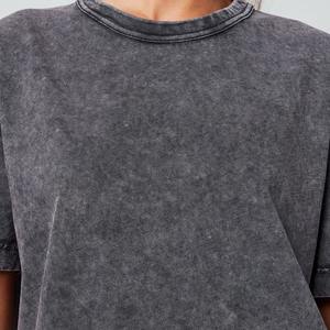 เสื้อยืดผู้หญิงผ้าฝ้าย 100% ล้างสีแบบวินเทจ พร้อมเพชรและลายพิมพ์ ไซส์ใหญ่ แบบเรียบ - Product Image 3