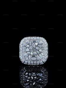 Luxury 925 Sterling Silver VVS Moissanite Diamond Iced Out Multi Cut Diamond Sparkling Hip Hop <b>Statement</b> <b>Ring</b> For Party Wear - Product Image 2