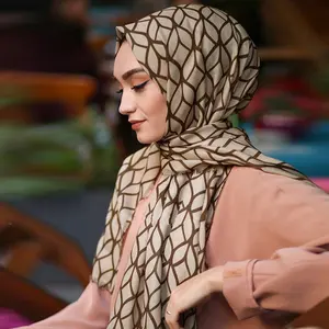 Новинка, мягкая повседневная одежда из пашмины с геометрическим принтом, женский головной платок с принтом, хиджаб