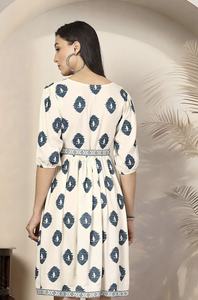 Top Quality Bohemian Printed Puff Sleeve Fit & Flare <b>Dress</b> Stylish Printed Design Women's <b>Dress</b> For Party Wear - Product Image 6