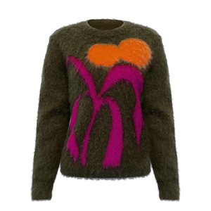 Suéter de Mohair, Prenda de Punto Personalizada, Cálido para Otoño, Suave y Esponjoso, con Estampado Floral, Transpirable, Cuello Redondo, Fabricante de Ropa - Product Image 4