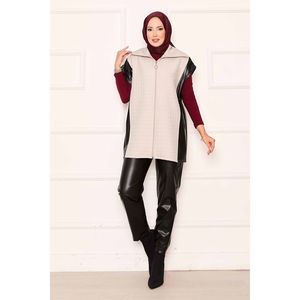 Conjunto de Dos Piezas de Cuero Acolchado Beige para Mujer, Top Corto con Cuello Alto y Pantalones Cortos Casuales para Salir en Invierno - Product Image 3