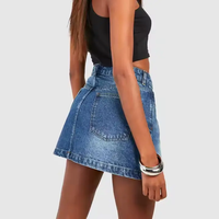 Jupe mini trapèze décontractée et élégante en jean respirant pour femme, style Y2K, avec ceinture boutonnée, dentelle et diamants, taille haute, streetwear d'hiver, personnalisable