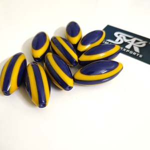 Diseño de rayas de cuentas de resina ovalada azul amarillo perfecto para hacer collares DIY joyería pulseras artesanales y accesorios creativos - Product Image 6