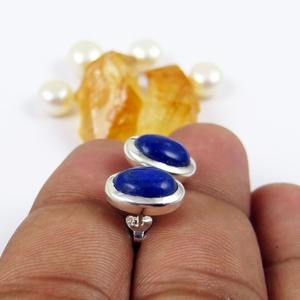 Boucles d'oreilles pendantes en lapis-lazuli pour femmes, argent sterling plaqué or, tendance, cadeau de mariage, anniversaire, fête, bijoux - Product Image 4