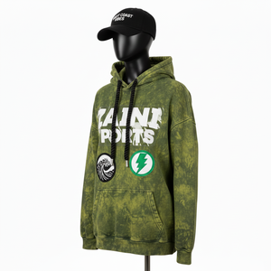 Sweat à capuche pour femme en coton polyester molletonné lourd 300 GSM, lavage à l'acide, vert olive, look vintage, logo personnalisé, sweat-shirts basiques - Product Image 4