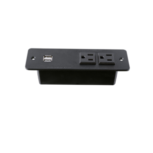 Regleta de alimentación estándar de EE. UU. negra/blanca con funciones de mesa incorporadas: 2 salidas y USB doble tipo A conveniente para la Oficina - Product Image 2