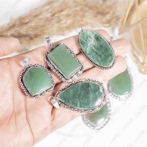 Pendentif ovale en aventurine verte naturelle, cabochon, cristaux de guérison de qualité supérieure pour la méditation, bijoux pour occasions spéciales, prix de gros. - Product Image 5
