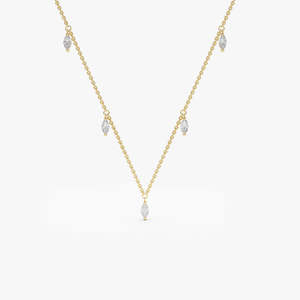 14k Gold Marquise <b>Diamond</b> Dangling <b>Necklace</b> Handmade Custom Jewelry Dainty Layering <b>Diamond</b> Bridal Marquise <b>Diamond</b> <b>Necklace</b> - Product Image 1