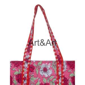 Sac à main en coton matelassé pour femme, petit sac à bandoulière, écologique, durable, robuste, pour les courses, fait à la main, vintage, imprimé en blocs, bohème - Product Image 5