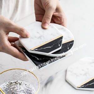 Handmade Wholesale Decorative <b>Ceramic</b> <b>Coasters</b> White Black Round Modern Eco-Friendly - Product Image 1