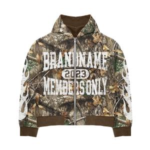 Fermeture à glissière personnalisée hommes grande taille hiver transfert de chaleur imprimé 100% coton polaire respirant à manches longues Camo ensembles confortable - Product Image 5