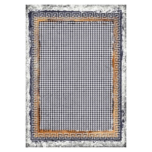 Tapis de salon en chenille gris argenté contemporain abstrait imprimé numériquement, lavable en machine, antidérapant, vente en gros RUGS DEPOT LXDP-1039 - Product Image 1