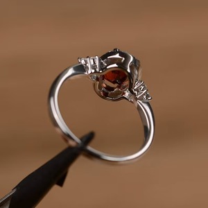 Handmade 925 Sterling <b>Silver</b> <b>Garnet</b> Engagement <b>Ring</b> Fine Jewelry Wedding Band Set Diamond Freshwater Pearl Vintage Style Third - Product Image 6