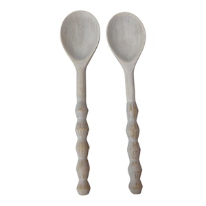 ชุดช้อนส้อม2ชิ้นแบบยาวล้างทำความสะอาดได้ด้วยมือสีขาวโต๊ะในบ้านไม้มะม่วงสำหรับตกแต่งโต๊ะเสิร์ฟช้อนรับประทานอาหารในโรงแรม - Product Image 1