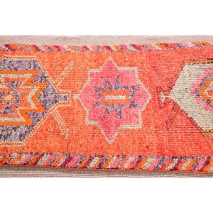 Vintage Turkish <b>Runner</b> <b>Rug</b> 2.7x8.7 ft, Herki Orange Wool <b>Rug</b> - Product Image 4