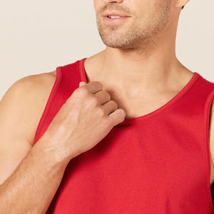 Débardeur de gym côtelé en coton pour hommes, culturisme, stretch, avec logo personnalisé, débardeur de gym en coton de couleur unie pour hommes - Product Image 3