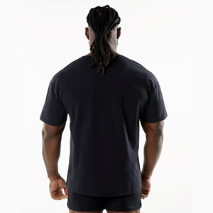 Custom Logo <b>Men's</b> Heavyweight Over-Size 100% Cotton Streetwear T-Shirt Boxy Fit Long & <b>Cropped</b> Style Crew Neck Light Knitted - Product Image 2