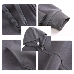 Vente en gros en vrac Logo imprimé Premium 400 Gsm Vendeurs Blanc Uni Coton Polyester Fermeture Éclair Hommes Surdimensionné Zip Up Sweats À Capuche Sweats - Product Image 6