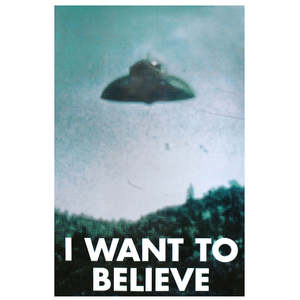 Modern UFO <b>Poster</b> 'I Want to Believe' Design Black <b>Frame</b> Paper Material for Wall Use - Product Image 3