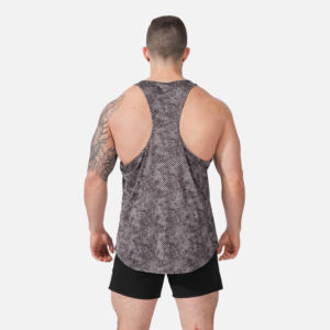 Camiseta sin mangas de poliéster de alta calidad personalizada para hombre, diseño de entrenamiento informal, nuevo cuello impreso, tejido transpirable - Product Image 3