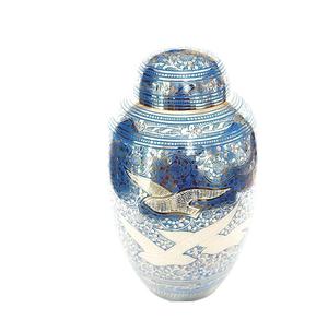 Urne funéraire en laiton pour adultes pour cendres, bleu et argent, oiseaux de la liberté, urnes en aluminium pour cendres humaines - Product Image 3