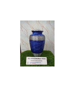 Urnas funerarias de aluminio de diseño hecho a mano, urnas de cremación de Metal de nube azul, urnas para adultos terminadas, urnas azules grabadas a mano indias - Product Image 1