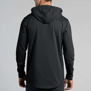 Tenues décontractées à capuche et pull avec poche kangourou à ourlet rond et bouton sur le devant pour homme - Product Image 6