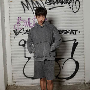 Sweat à capuche lavé à l'acide en coton mélangé personnalisé pour hommes Manches longues Sweat à capuche surdimensionné lavé à l'acide Streetwear Pullover Acid Wash Hoodie pour hommes - Product Image 6