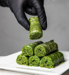 Premium Sweet Pistachio Green Roll Baklava Traditional Turkish <b>Dessert</b> with High Pistachio Content Handmade Halal Bulk Box - Product Image 1