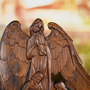 Statue en bois sculptée à la main <span class=keywords><strong>de</strong></span> la scène <span class=keywords><strong>de</strong></span> la Nativité, figurine 3D <span class=keywords><strong>de</strong></span> la Sainte Famille et d'un ange pour la décoration <span class=keywords><strong>de</strong></span> la maison chrétienne - Product Image 5