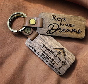 Porte-clés en bois sculpté à la main, carrés modernes, vente en gros, porte-clés en bois rond personnalisés avec étiquettes personnalisées - Product Image 4