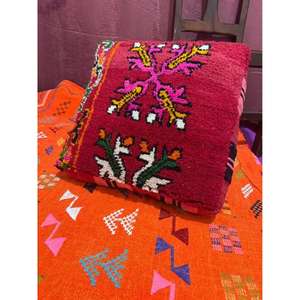 Puf de Cuero Marroquí Hecho a Mano, Otomana Tradicional Artesanal, Decoración del Hogar, Asiento Boho para Sala de Estar - Product Image 1