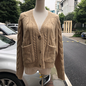 Bahar için Vintage örme ince kısa bayanlar tek göğüslü düğme hırka - Product Image 4
