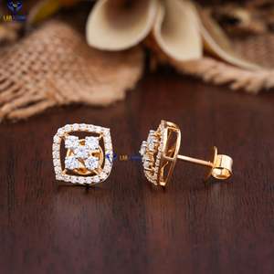 0.99 TDW Diamant taille ronde Boucle d'oreille en or jaune par Labstone Tender Sparkling Diamond Boucle d'oreille Couleur EF-VS - Product Image 3