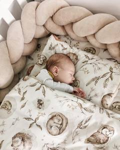 Biancheria da letto per neonati Beige con animali della foresta Oeko-Tex cotone organico biancheria da letto per bambini morbido piumone e cuscino con imbottitura - Product Image 3