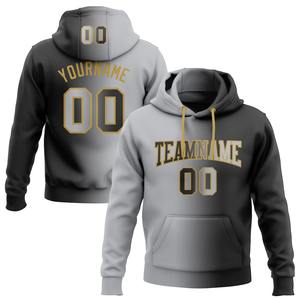 Directo industria venta al por mayor 3D bordado personalizado cosido negro gris-oro viejo gradiente moda deportes pulóver Sudadera con capucha - Product Image 1