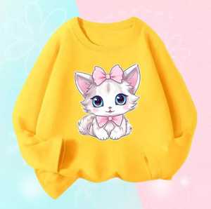 Fille t-shirt enfants o cou à manches longues chat chiot hauts animal mignon animal imprimé oem t-shirt personnalisé - Product Image 4