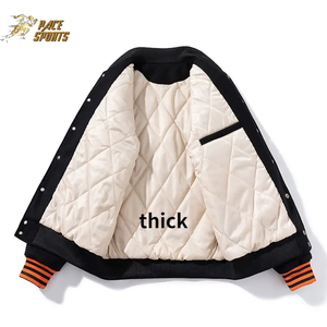 เสื้อแจ็กเก็ตทีมเบสบอลของผู้ชายผ้ากำมะหยี่ขน100% งานตามสั่ง - Product Image 2