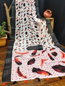 Listo para comprar Gujarati Trend Raksha-Bandhan & All Festive Wear Hand Block Printed Lace & Latkan Work Saree Collection - Product Image 3