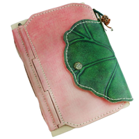 Cahier de voyage fait main Vintage rose rétro en cuir de vachette 240 pages, feuille de lotus, cadeau en papier kraft en cuir véritable