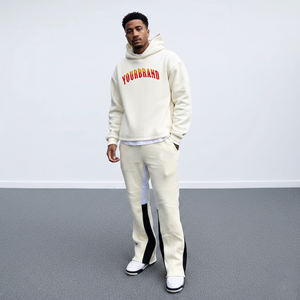 Ensemble de survêtement pour homme de haute qualité, couleur unie, logo imprimé personnalisé, streetwear, pull ample, 100% coton, hip hop, ensemble 2 pièces pour homme - Product Image 4