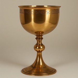 Verre à vin d'église de ton argent unique en finition martelée Artisan Crafted offrant élégant cérémonial religieux et décoratif - Product Image 1