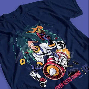 T-shirt de jeu vidéo Earthworm Jim, maillot personnalisé, 100% coton, style coupé-cousu compressé, motif, poids du tissu 220 g/m², 240 g/m², 180 g/m² - Product Image 3