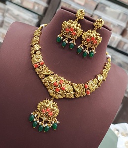 Premium Polish Premium Quality Exclusive Unique Design <b>Gold</b> Plated Necklace <b>Set</b> With <b>Earrings</b> For Wedding Collection For Women - Product Image 3